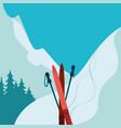 mountains and ski equipment winter background vector image