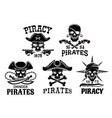 pirate symbols and jolly roger icons set vector image vector image