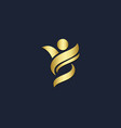 abstract swoosh happy man gold logo vector image