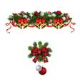 christmas decorations with fir tree golden jingle vector image vector image