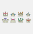 colorful castles and fortresses icons set vector image vector image