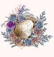 easter vintage greeting card with nest and eggs vector image