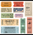 grunge ticket set2 vector image vector image