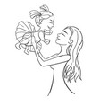 mother and daughter outline vector image