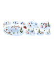 winter activities and funs set happy active vector image vector image