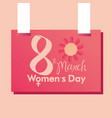 womens day invitation card hanging 8 march vector image vector image