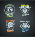 set of vintage wild animal retro logos colored vector image