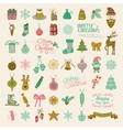 set of hand drawn artistic christmas doodle icons vector image