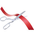 scissors cutting red ribbon vector image vector image
