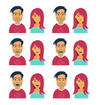 facial expressions of woman and man vector image vector image