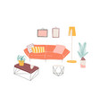 home interior furniture pieces hand drawn vector image