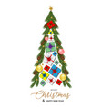 merry christmas and happy new year green pine vector image