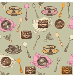 Vintage afternoon tea background Royalty Free Vector Image