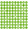 100 cyber security icons hexagon green vector image