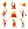 circus retro icons cartoon set vector image