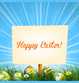 easter sign background in meadow vector image