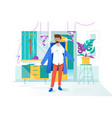 flat young man with glass and beard is wearing vector image