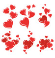 set of red hearts collection of stylized hearts vector image