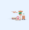 travel banner in 3d realistic style with plane vector image
