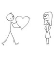 cartoon man or boy in love giving big romantic vector image vector image