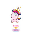 funny cartoon cute pink fairy unicorn vector image