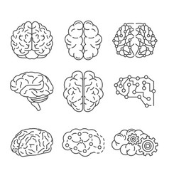 Memory brain icon set outline style Royalty Free Vector