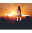 space shuttle with sunset background vector image