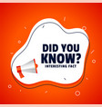 did you know megaphone banner design vector image vector image