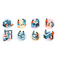 veterinary isometric compositions set vector image vector image