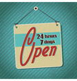 vintage sign with word open vector image vector image