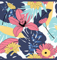seamless pattern with colorful exotic plants vector image vector image