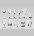 alcohol glasses set transparent empty realistic vector image vector image