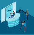 professional journalists at studio isometric vector image