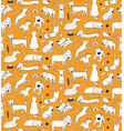cute different dog doodles seamless pattern vector image
