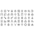 set of simple outline easter day icons thin line vector image