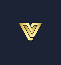Triangle shape letter v gold logo Royalty Free Vector Image