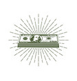bundle of hundred dollar bills and retro hipster vector image
