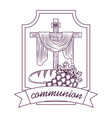 sacred cross communion bread and bunch grapes hand vector image