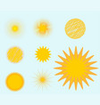 sun burst star icon set summer vector image