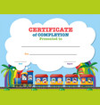 certification template with children on the train vector image