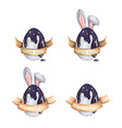 easter eggs and bunny ears with ribbon vector image vector image