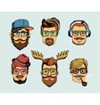 hipster man heads avatars vector image vector image