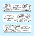 shrimp banner seafood restaurant menu poster set vector image vector image