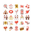 wedding and love icons set 2 vector image