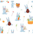 cartoon easter rabbits seamless pattern bunny vector image