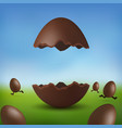 chocolate egg 3d happy easter broken brown easter vector image vector image