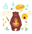 bear with honey hand drawn vector image