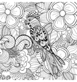 cute parrot in fantasy flowers vector image