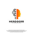 head gear logo intelligence logo designs vector image