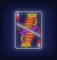 queen hearts playing card neon sign vector image